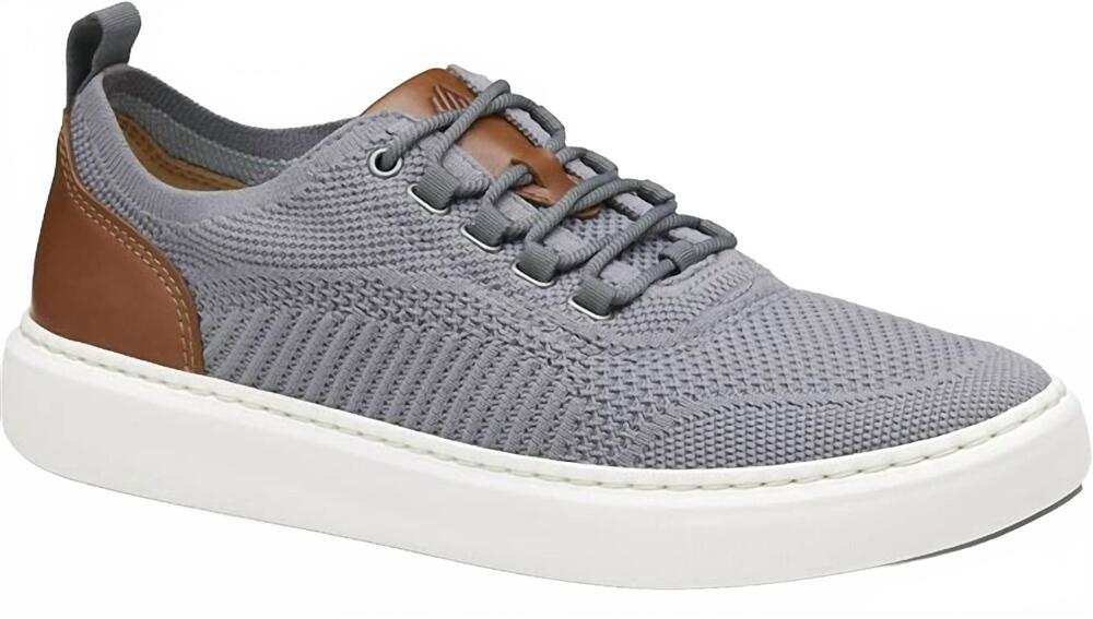 NEW JOHNSTON & MURPHY men's anders u-throat shoes in gray knit